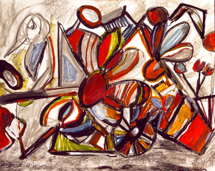 Pintura titulada "Birds with Flowers" por Nathalie Gribinski, Obra de arte original, Acrílico