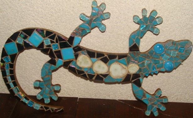 Sculpture titled "Salamandre 3" by Nathalie Jarrige, Original Artwork, Mosaic
