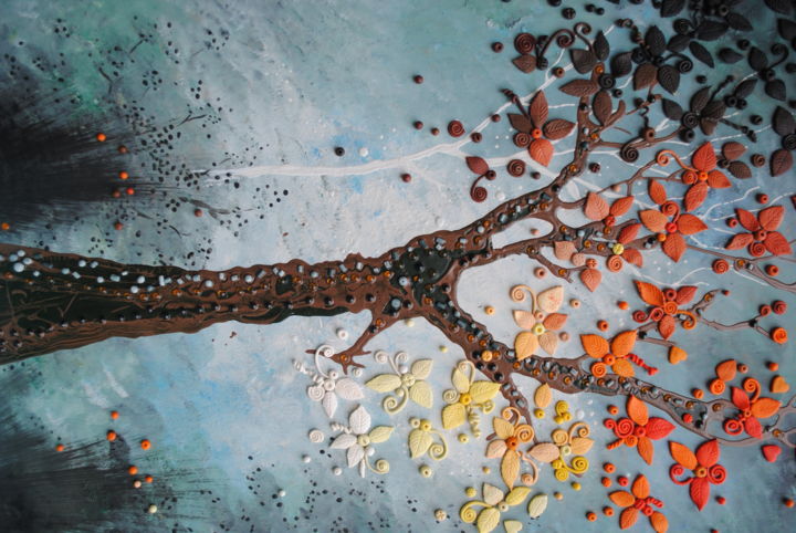 Painting titled "feuillage d'automne" by Nathalie Jaumotte, Original Artwork, Other