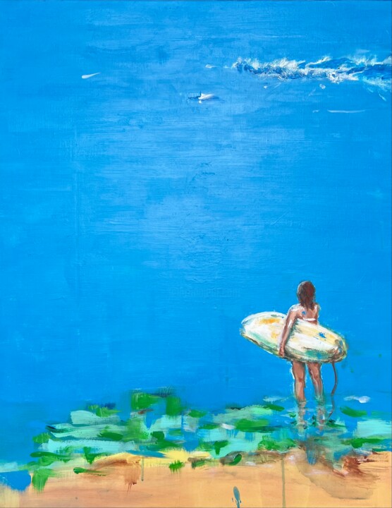 Painting titled "So surf" by Nathalie Joulin, Original Artwork, Acrylic Mounted on Wood Stretcher frame