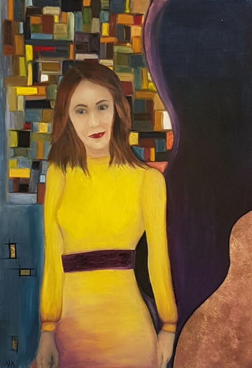 Pittura intitolato "Une femme en or" da Nathalie Kill, Opera d'arte originale, Olio