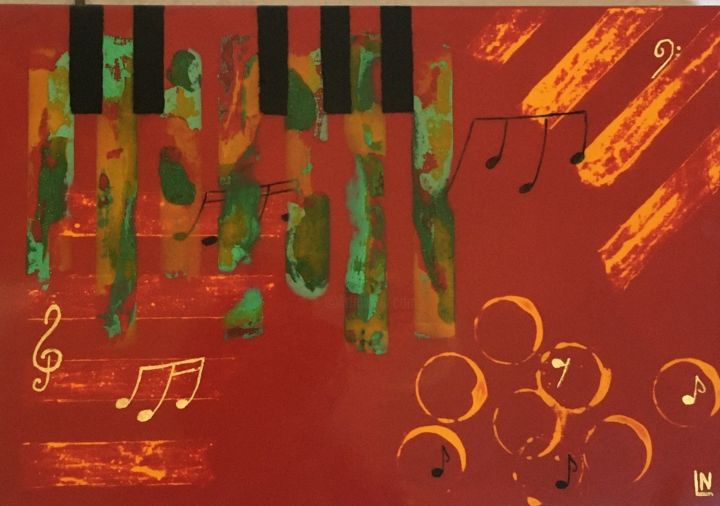 Painting titled "Musique" by Nathalie Lambeaux, Original Artwork, Lacquer