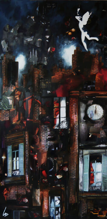 Pintura titulada "Le génie - Paris" por Nathalie Lemaitre, Obra de arte original, Oleo Montado en Bastidor standard