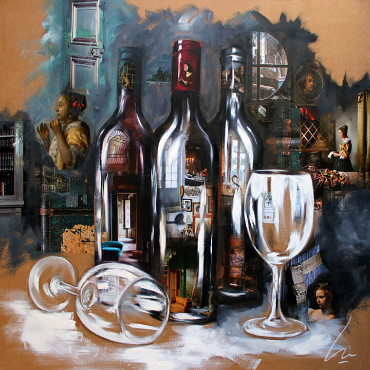 Картина под названием "Invitation" - Nathalie Lemaitre, Подлинное произведение искусства, Масло