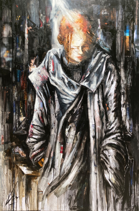 Peinture intitulée "Sad eyed lady of th…" par Nathalie Lemaitre, Œuvre d'art originale, Collages Monté sur Châssis en bois