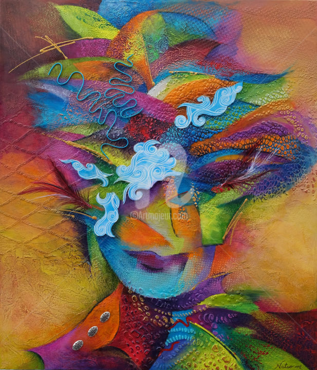 Painting titled "Lola la Flamboyante" by Natso, Original Artwork, Acrylic