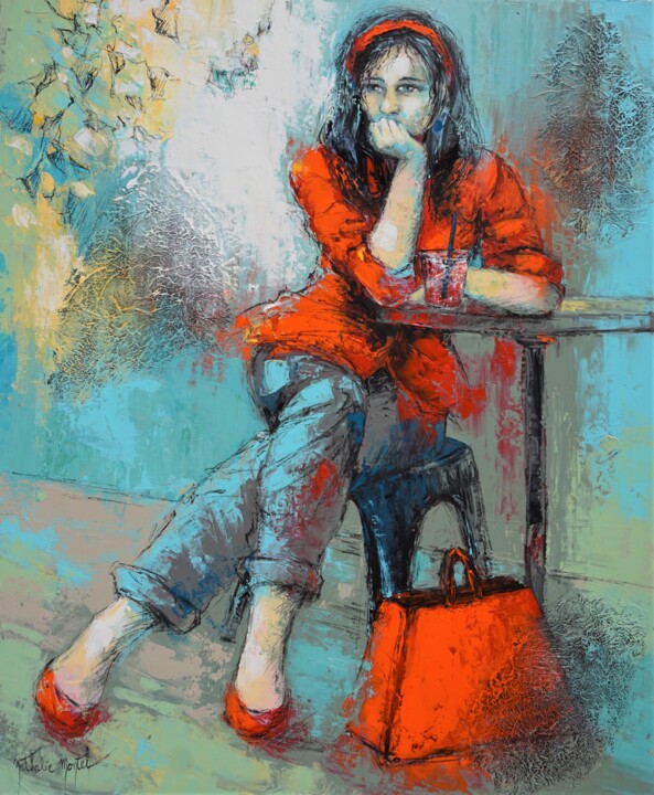 Malarstwo zatytułowany „Reflexion” autorstwa Nathalie Montel, Oryginalna praca, Akryl Zamontowany na Drewniana rama noszy