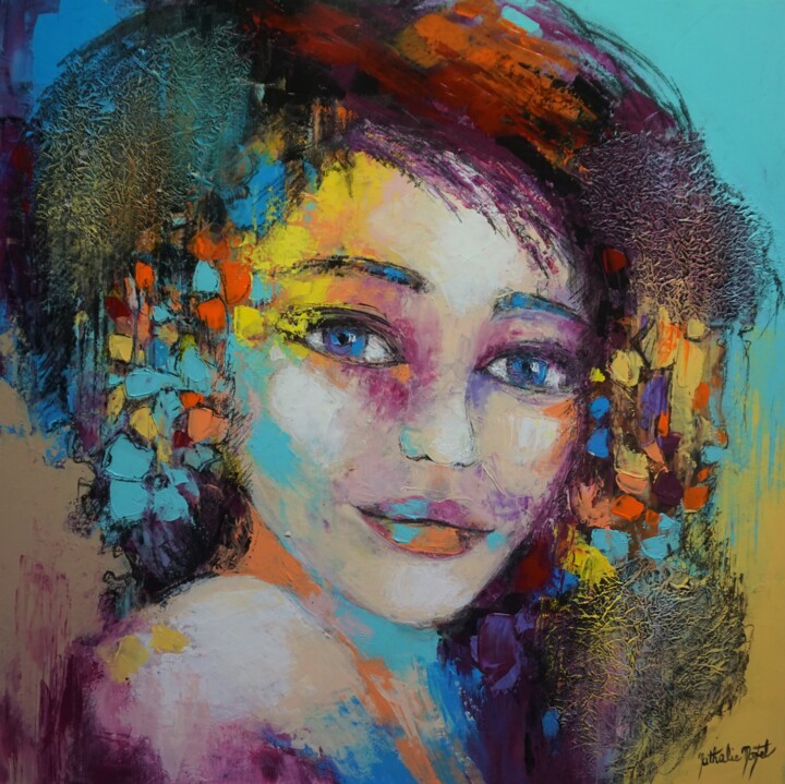Картина под названием "A fleur de peau.Nat…" - Nathalie Montel, Подлинное произведение искусства, Акрил Установлен на Деревя…