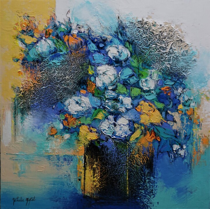 제목이 "Impression bleuté.N…"인 미술작품 Nathalie Montel로, 원작, 아크릴 나무 들것 프레임에 장착됨