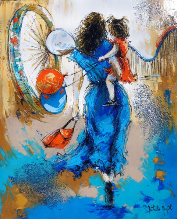 Картина под названием "Que la fête commence" - Nathalie Montel, Подлинное произведение искусства, Акрил Установлен на Деревя…