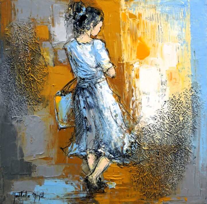 Painting titled "En chemin" by Nathalie Montel, Original Artwork, Acrylic Mounted on Wood Stretcher frame