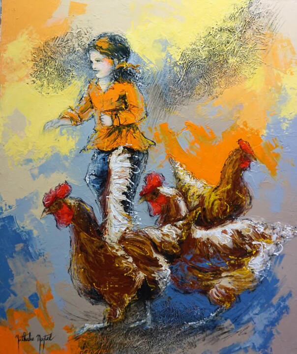 Картина под названием "L'heure du repas.Na…" - Nathalie Montel, Подлинное произведение искусства, Акрил Установлен на Деревя…