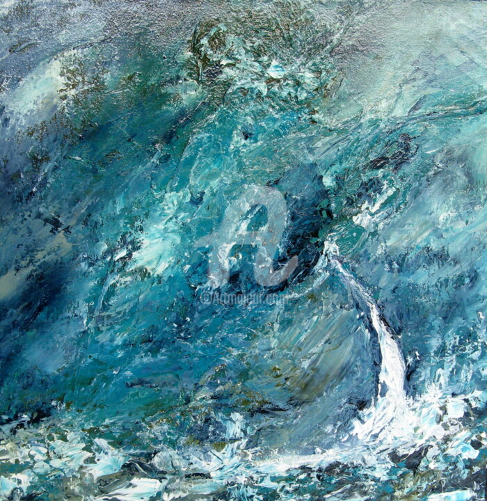 Painting titled "SOUFFLE D'OCEAN" by Nathalie Morin, Original Artwork, Acrylic