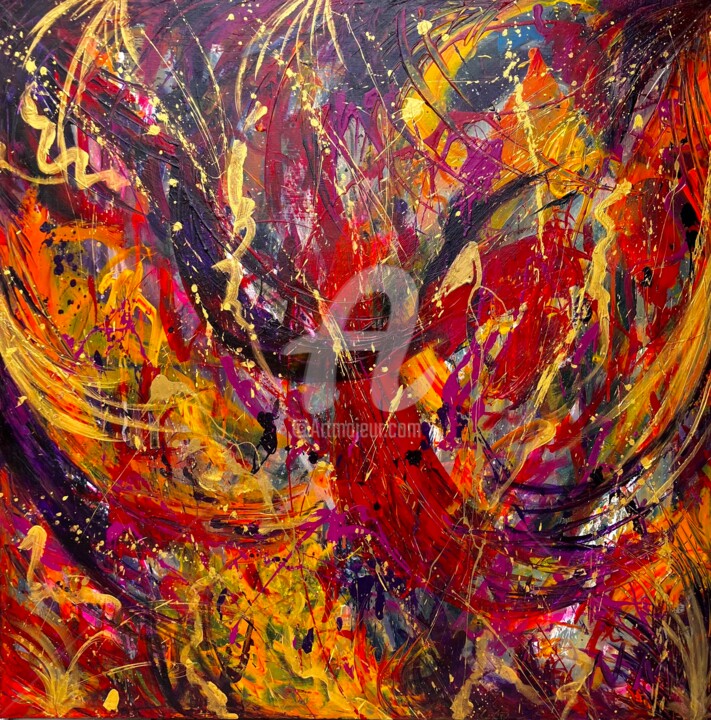 Картина под названием "Poudre Aux Yeux" - Nathalie Morin, Подлинное произведение искусства, Акрил Установлен на Деревянная р…