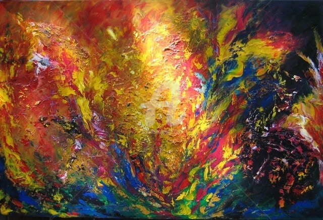 Painting titled "ÉMANCIPATION" by Nathalie Morin, Original Artwork, Oil