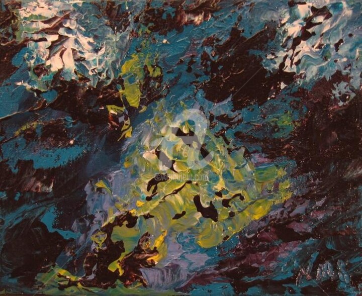 Painting titled "REFLET EN 3 TEMPS 1…" by Nathalie Morin, Original Artwork, Oil
