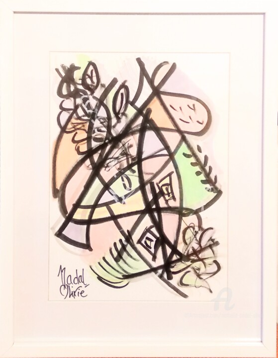 Drawing titled "OEUVRE UNIQUE "SPRI…" by Nathalie Nadal-Olivié, Original Artwork, Marker