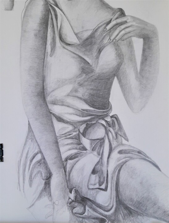 Drawing titled "Sensualité" by Nathalie Riou, Original Artwork, Pencil