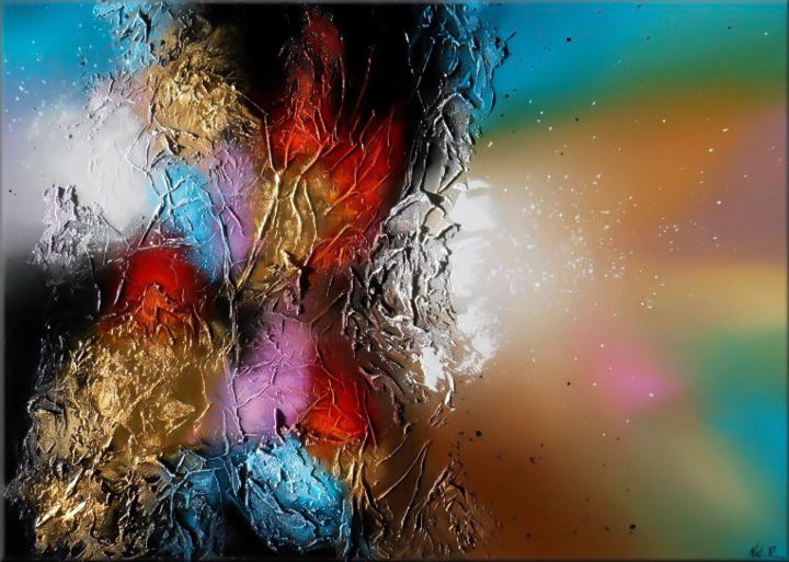 Painting titled "SUPERNOVA Tableau a…" by Nathalie Robert, Original Artwork, Acrylic