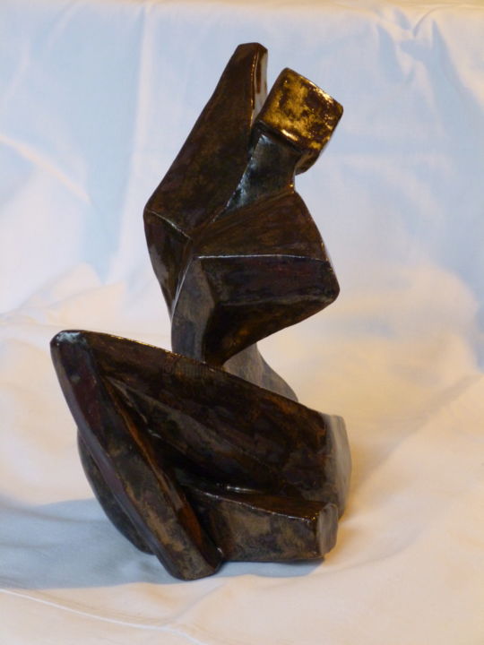 Sculpture titled "Cubique" by Nr, Original Artwork, Terra cotta