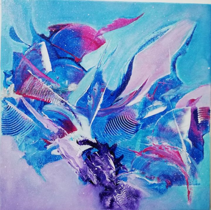 Painting titled "Blue" by Nathalie Rougé, Original Artwork, Acrylic