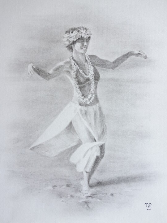 "Danse avec le vent" başlıklı Resim Nathalie Setea tarafından, Orijinal sanat, Karakalem