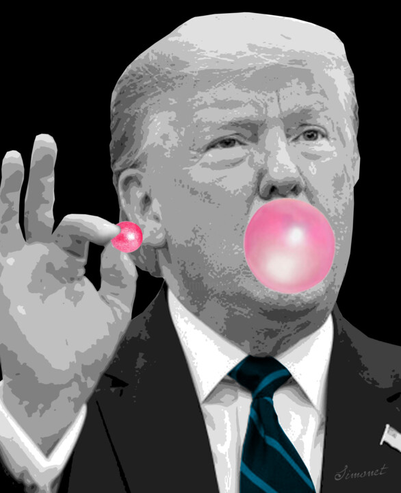 Digital Arts με τίτλο "Trump dans sa bulle" από Nathalie Simonet, Αυθεντικά έργα τέχνης, Φωτογραφία Μοντάζ