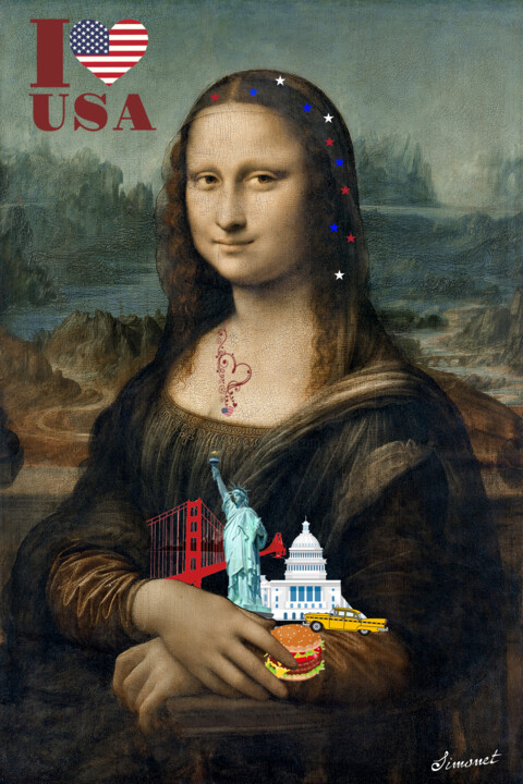 Arts numériques intitulée "Mona Lisa en vacance" par Nathalie Simonet, Œuvre d'art originale, Photo montage