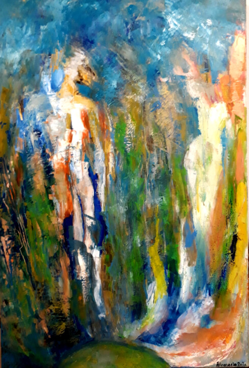 Painting titled "Ami mâle" by Nathalie Straseele, Original Artwork, Oil