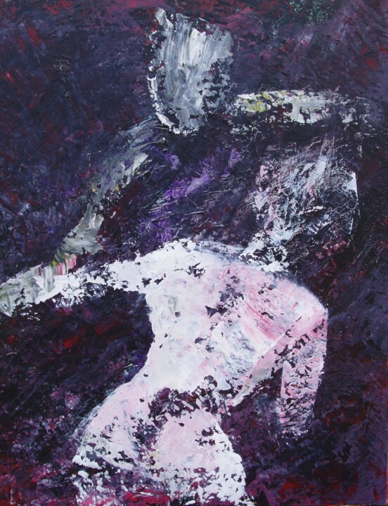 Peinture intitulée "Pas de deux, 3" par Nathalie Straseele, Œuvre d'art originale, Acrylique