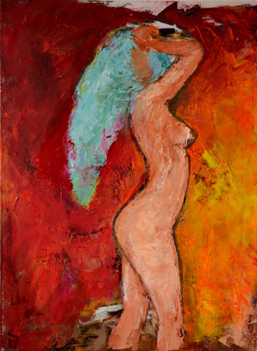 Painting titled "Lever" by Nathalie Straseele, Original Artwork, Oil