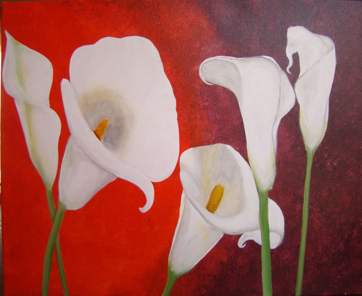 Painting titled "les callas" by Nathalie Temporal, Original Artwork, Acrylic