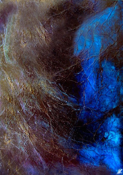 Pittura intitolato "Bleu Sidéral" da Nathalie Villate-Lafontaine, Opera d'arte originale, Inchiostro