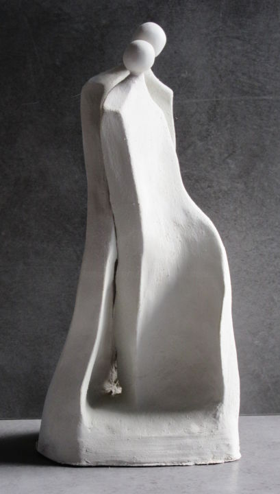 Sculpture titled "Couple" by Nathalie Villate-Lafontaine, Original Artwork, Clay