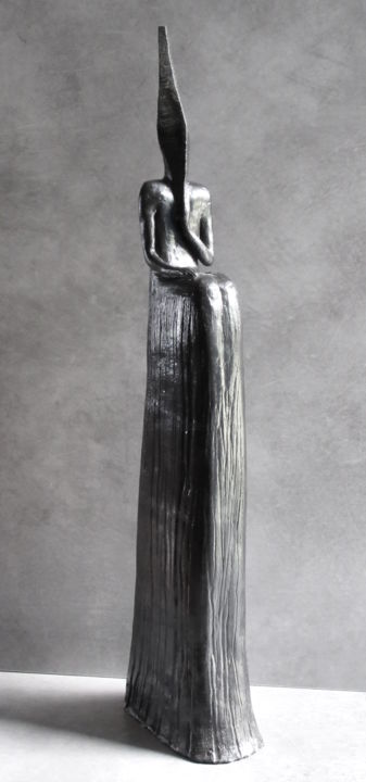 Sculptuur getiteld "Gardien" door Nathalie Villate-Lafontaine, Origineel Kunstwerk, Klei