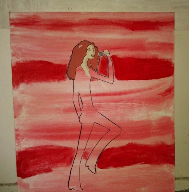 Peinture intitulée "Red Singer" par Nathalie Choupay, Œuvre d'art originale, Huile
