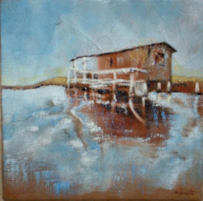 Peinture intitulée "cabane" par Nathalie Gineste, Œuvre d'art originale