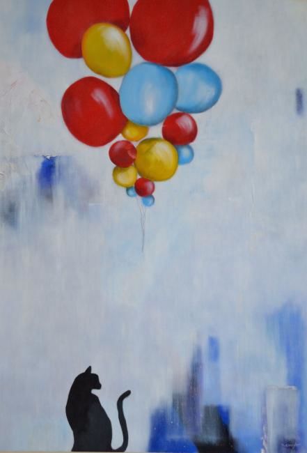 Peinture intitulée "le chat" par Nathalie Gineste, Œuvre d'art originale