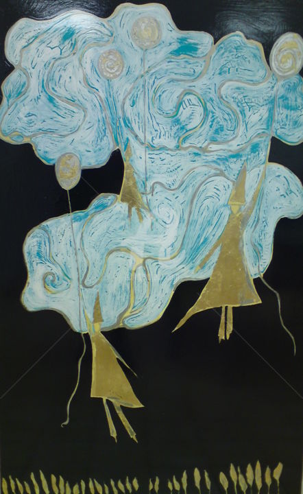 Artesanía titulada "Dans les airs" por Nathalie Kalattyan :Artiste Peintre Laqu, Obra de arte original
