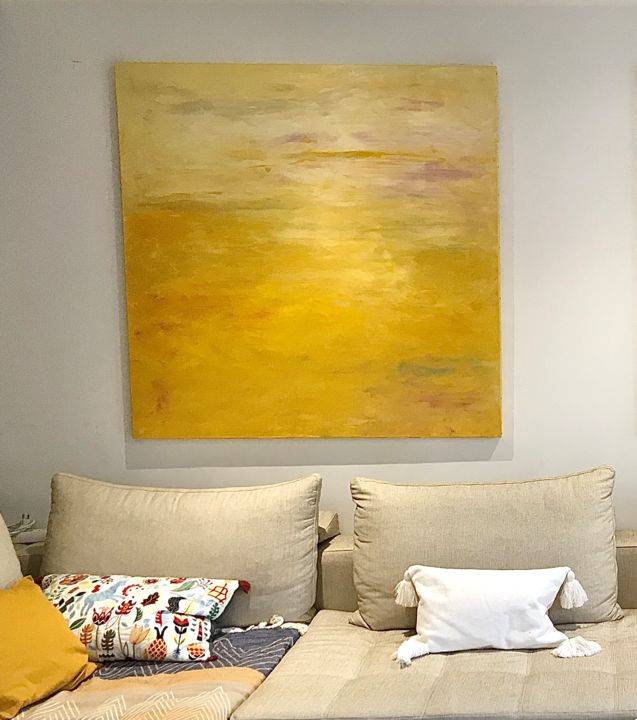 Peinture intitulée "Yellow Time" par Nathalie Le Guillou, Œuvre d'art originale, Huile Monté sur Châssis