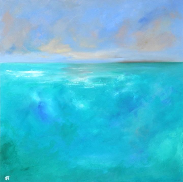 Pintura titulada ""Envie de bleu"" por Nathalie Le Guillou, Obra de arte original, Oleo