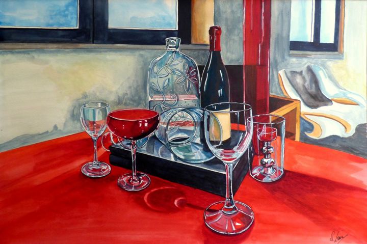 Painting titled "Transparences 20" by Nathalie Lemire, Original Art, Watercolor