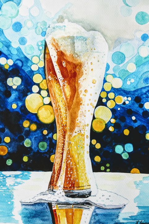 Painting titled "La mousseuse" by Nathalie Lemire, Original Art, Watercolor