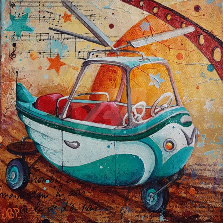 Peinture intitulée "Helico Ô ma vie" par Nathalie Pouillault Boyaval, Œuvre d'art originale