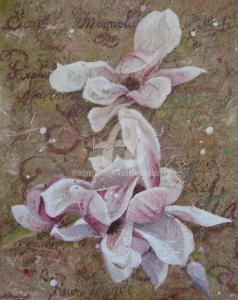 Painting titled "Magnolia VI" by Nathalie Pouillault Boyaval, Original Artwork, Other