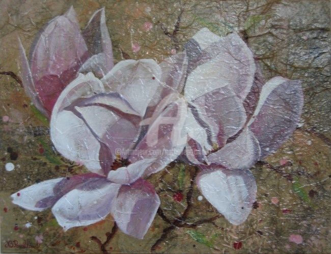 Painting titled "Magnolia II" by Nathalie Pouillault Boyaval, Original Artwork, Other