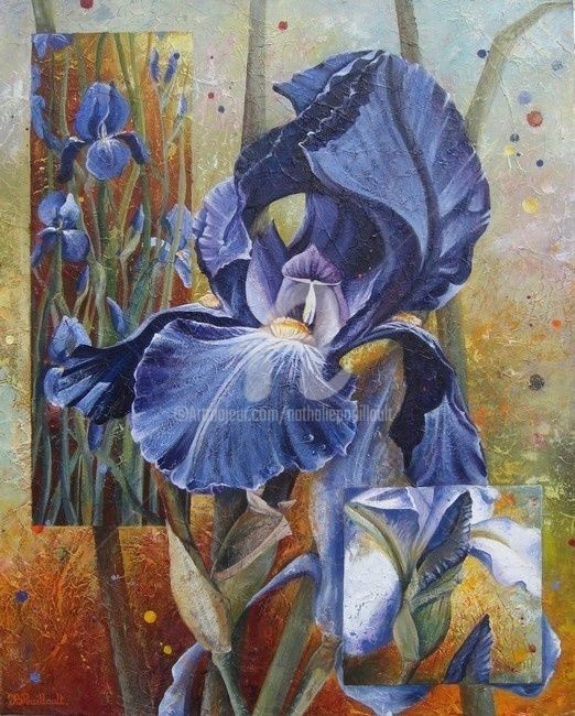 Painting titled "Iris" by Nathalie Pouillault Boyaval, Original Artwork, Other