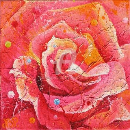 Painting titled "Rose" by Nathalie Pouillault Boyaval, Original Artwork, Other