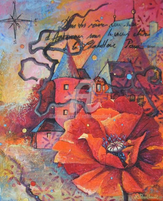 Painting titled "Dans tes rêves" by Nathalie Pouillault Boyaval, Original Artwork, Oil