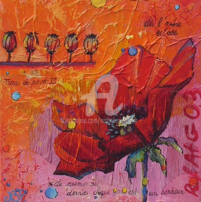 Painting titled "Trace de pavot VI" by Nathalie Pouillault Boyaval, Original Artwork